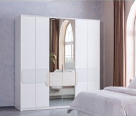 Alfa White 6-Door Wardrobe with Mirror