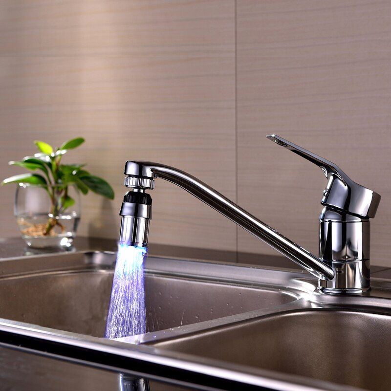 LED Water Faucet Light Temperature Sensitive Tap With 3 Color Changing For Kitchen Bathroom