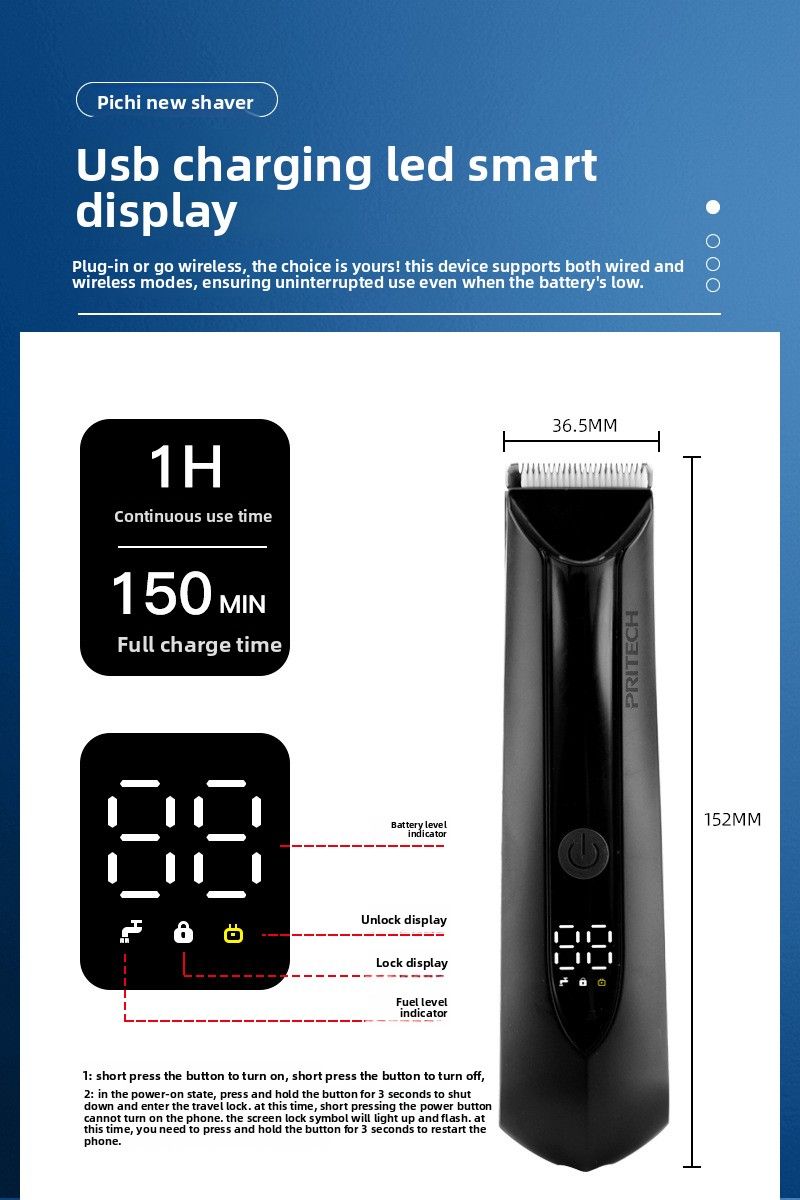 PR-8005 USB Hair Trimmer for Men & Women