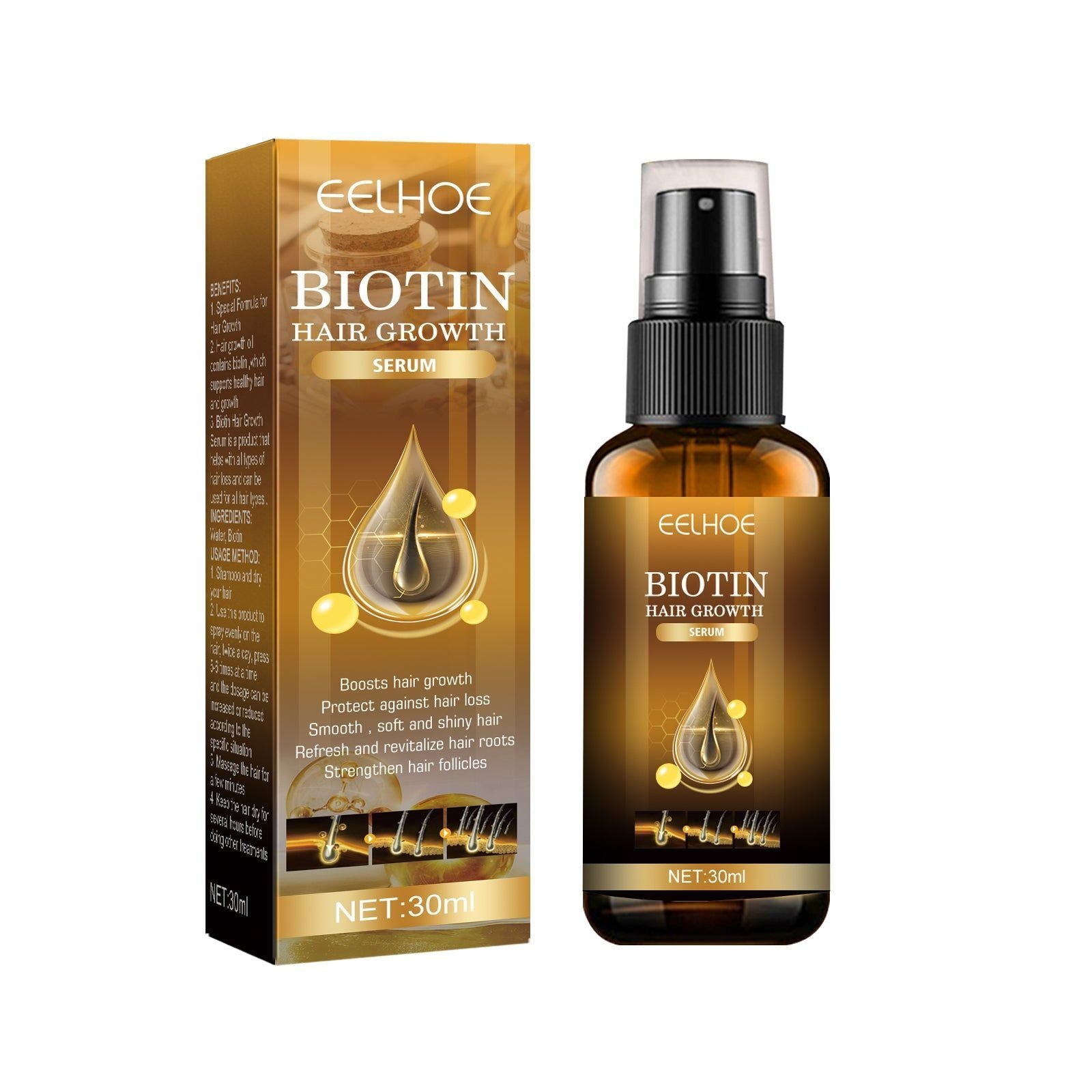 Biotin Hair Growth Spray, Thicker Healthier Hair, Anti-Rip Repair, Scalp Nourishment ,30ml