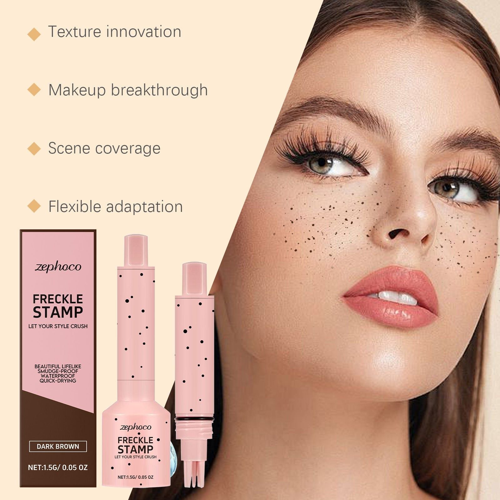 Dark Brown Face Makeup Freckle Stamp Pen, Quick-Dry, Natural Matte, Portable ,1.5g