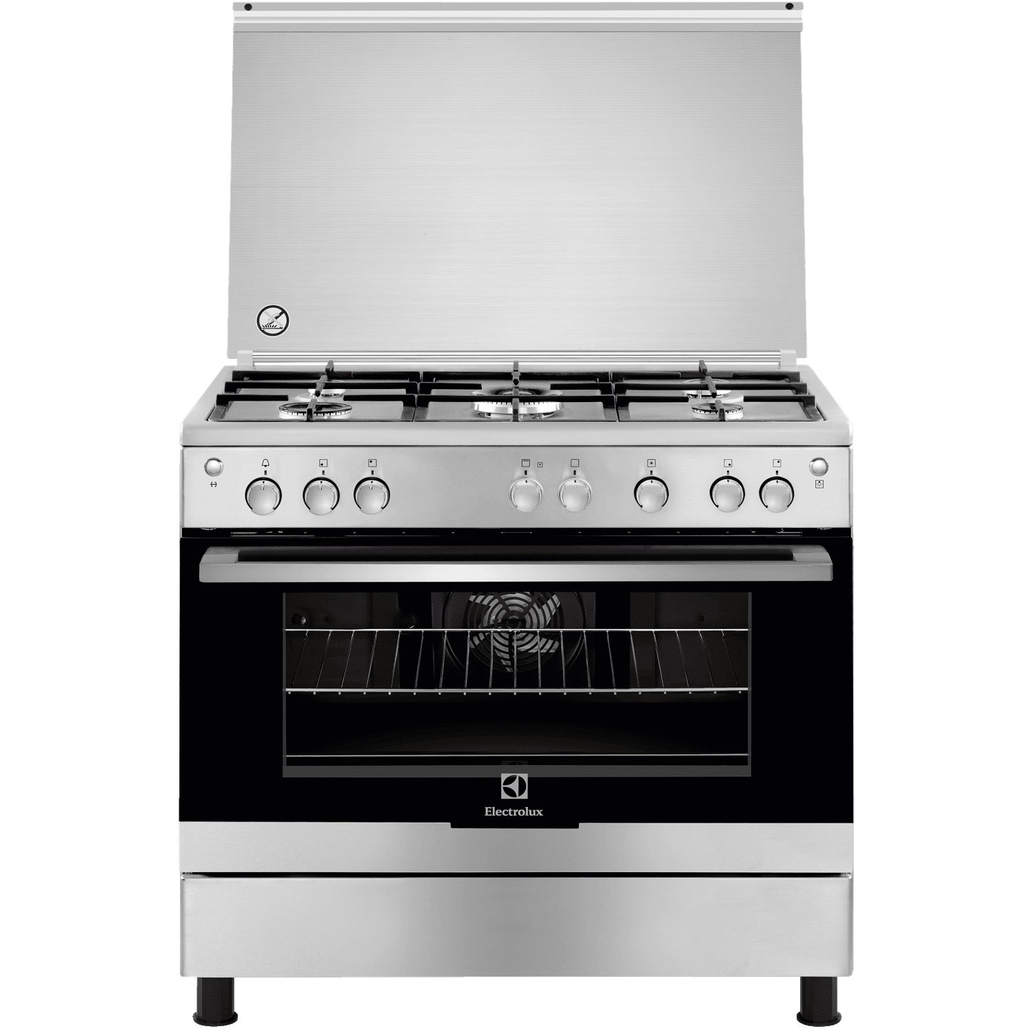 Electrolux EKK925AOOX 5-Burner Gas Cooker with Multifunction Electric Oven & Rotisserie, Stainless Steel, 90cm