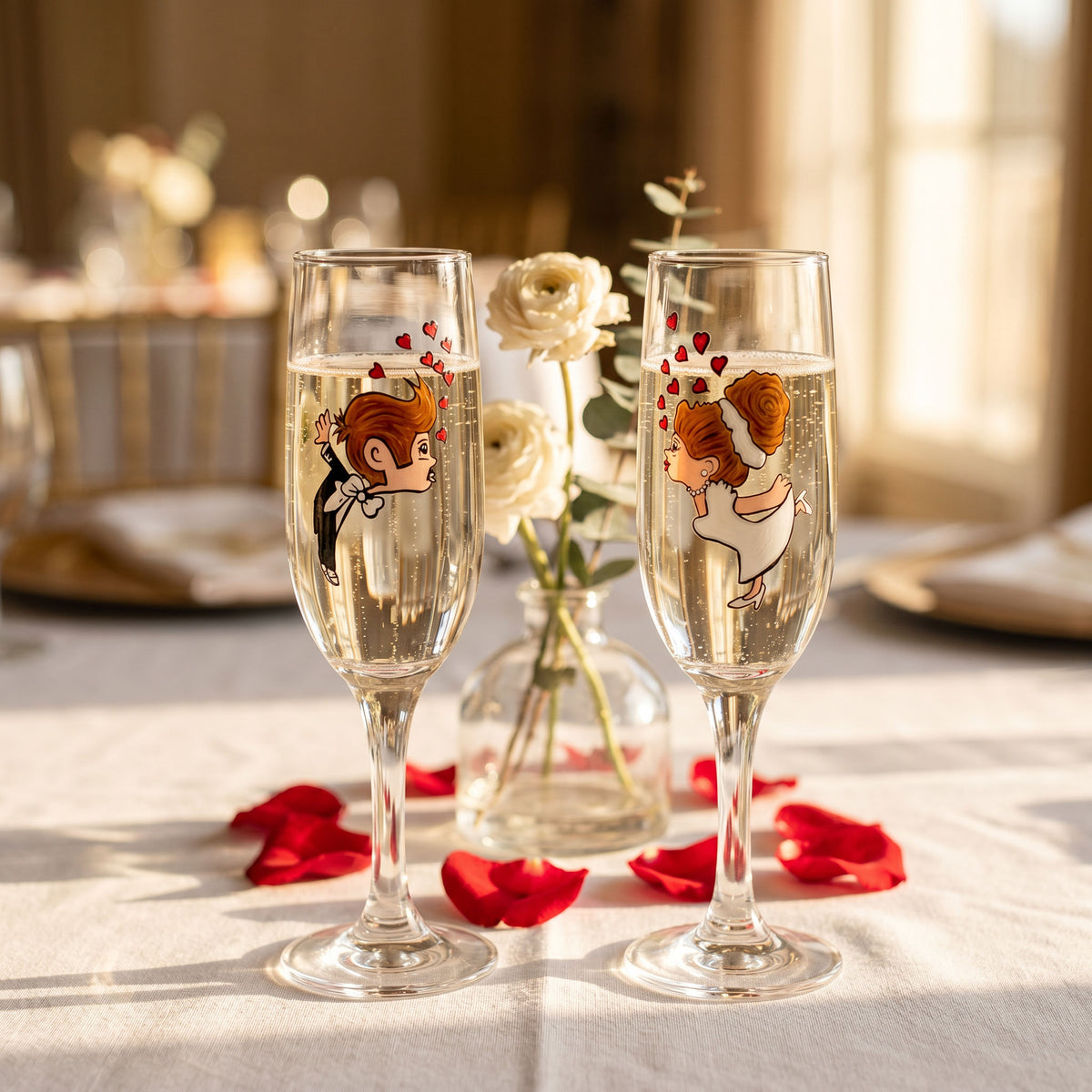 Handi Made Handpainted Bridal Champagne Flutes (Set of 2) (Delivered in up to 7 days)