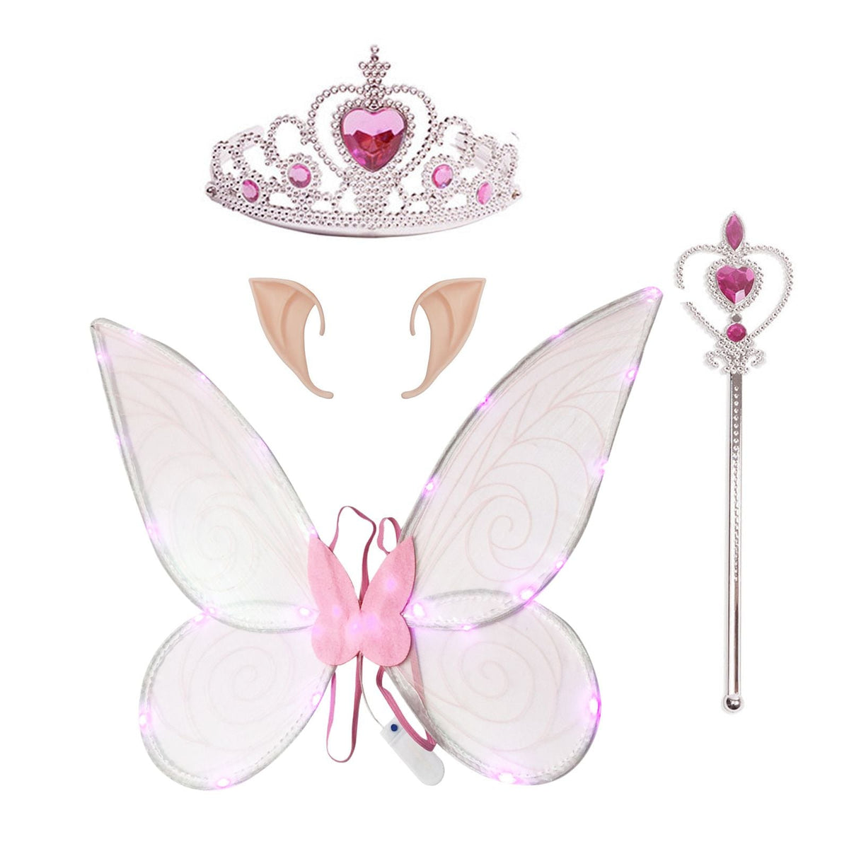 Light Up Butterfly Fairy Wings Costume Set Elf Party Dress Up Girls Halloween Costumes