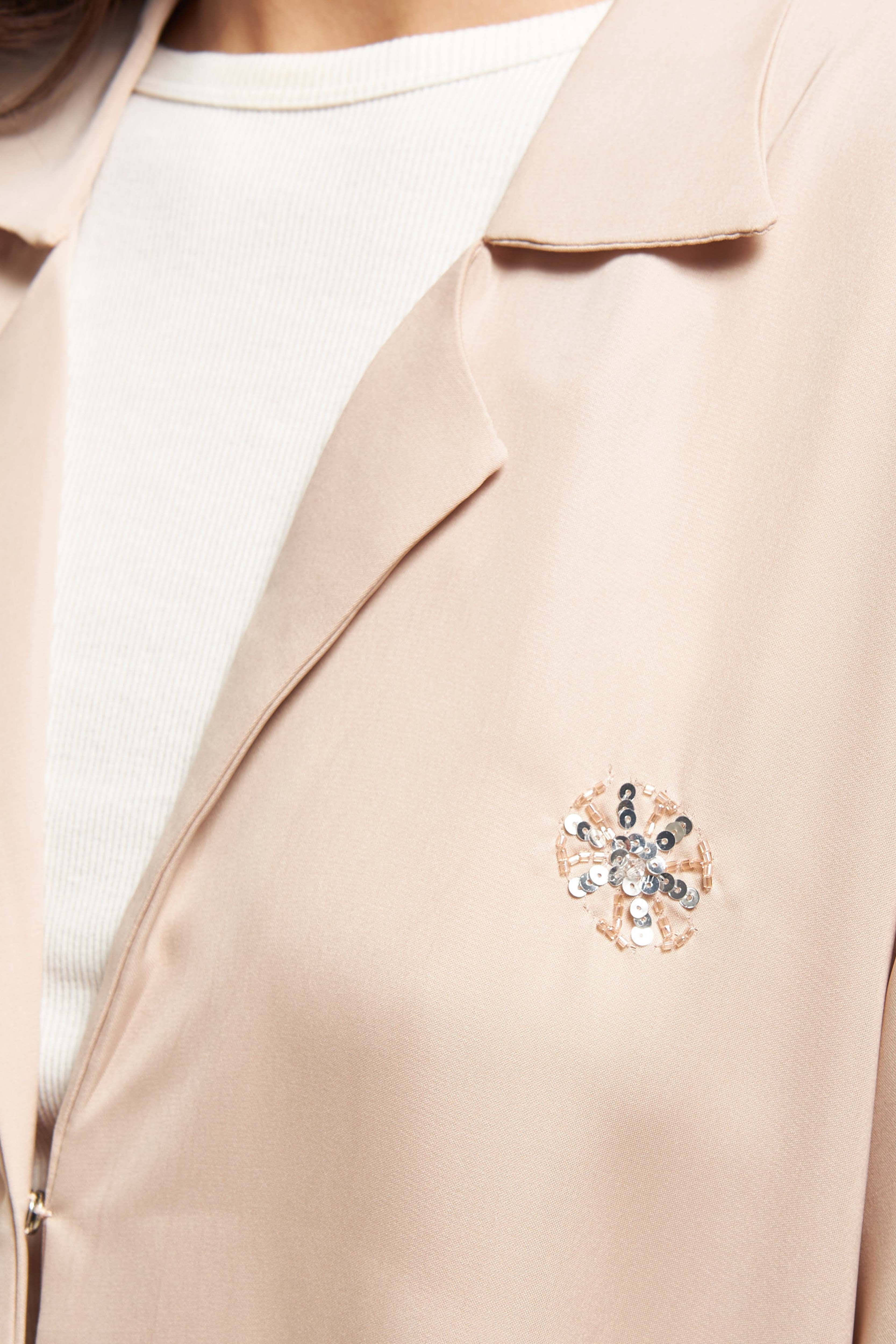 MOiSTREET Sequin Embellished Abaya with Notched Lapel Collar