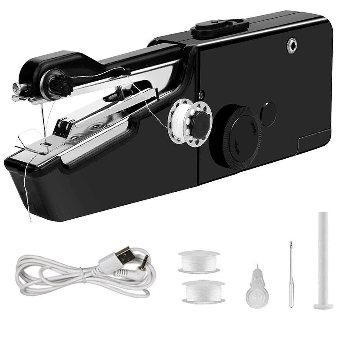 3X USB Electric Handheld Sewing Machine Kit, Cordless Mini Quick Repairing Sewing Machine for Denim Curtain Leather