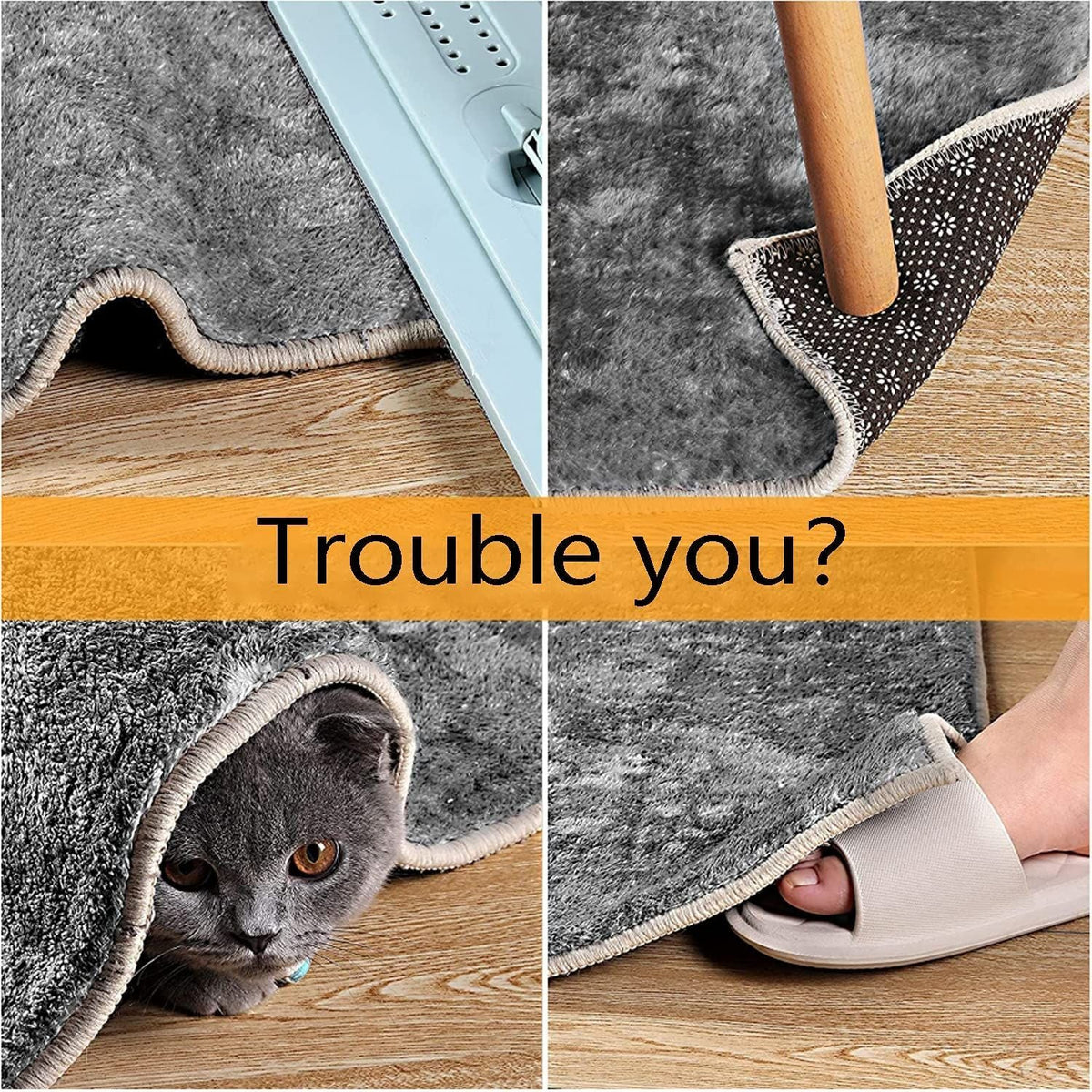 8pcs Rug Grippers Carpet Fixed Stickers Non Slip Rug Pad Non Skid Reusable Rug Tape