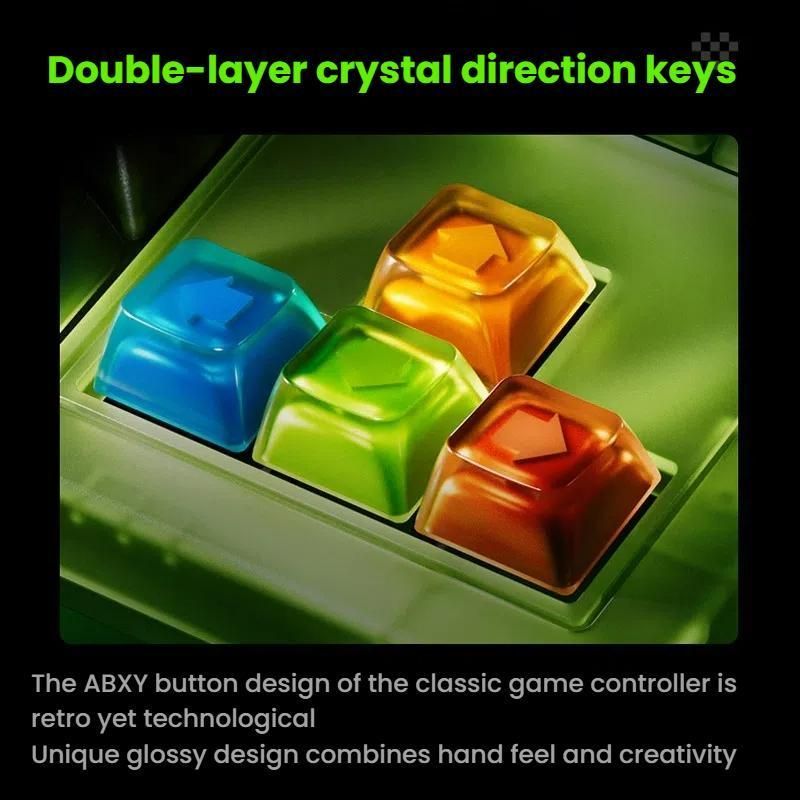 8BitDo Retro87 Mechanical Keyboard With Large Keys Green Transparent Keyboard