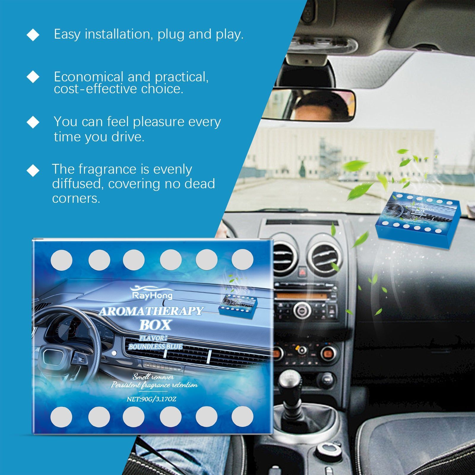 Car Air Purifier, Long Lasting Fresh Air, Aromatherapy, Stress Relief ,90g