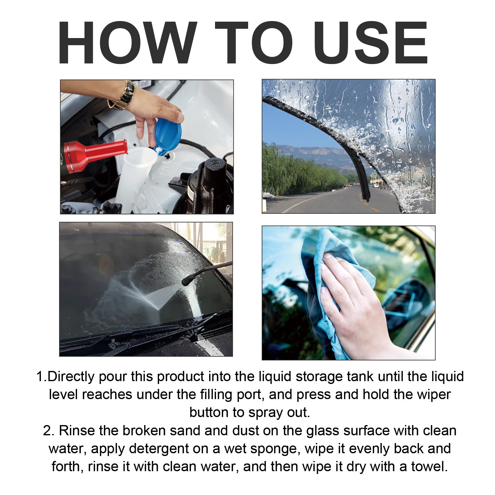 Car Windshield Cleaner, Remove Stains, Rainproof, Fog-Free, Clear Vision ,1set