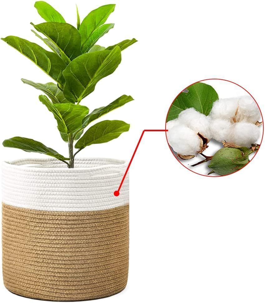 AIESY® Beautiful Jute Spliced Cotton Rope Plant Hanging Basket