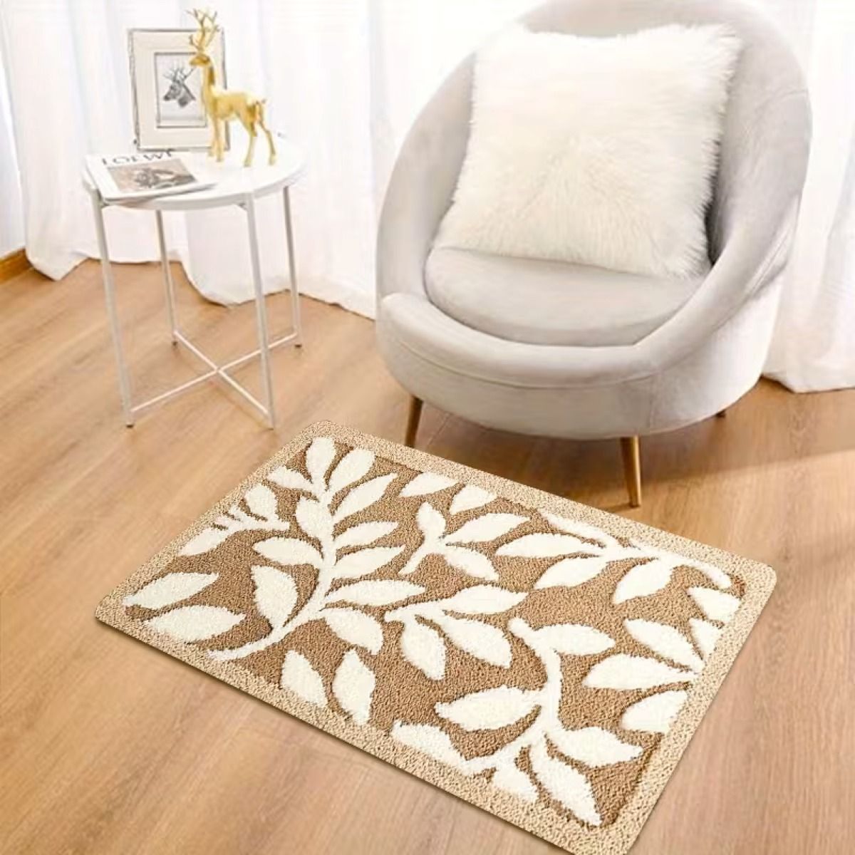 AIESY® Micro-Poly Shaggy Leaf Shape Multi-Purpose Door Mat for Home