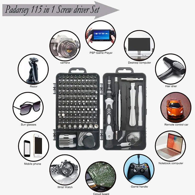 115PCS Screwdriver Repair Tool Kit Set - Complete Precision Tools for DIY, Home & Professional Use