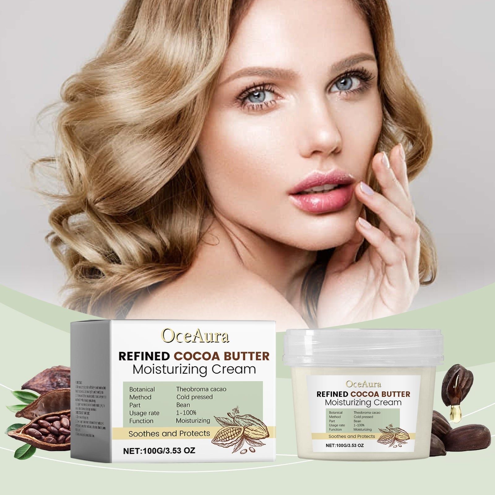 Cocoa Butter Moisturizer, Nourish and Hydrate, Smooth Skin, Natural Glow ,100g