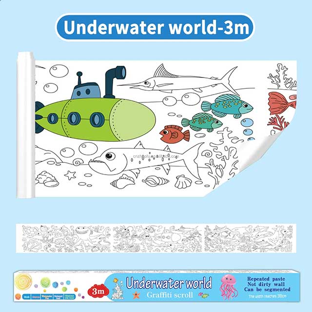 3 Meters Color Drawing Kids Paper Sticker Roll – Creative Themed Stickers for Arts & Crafts (300cm x 38cm)