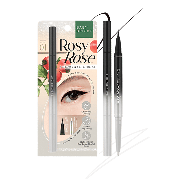 ROSY ROSE EYELINER AND EYE LIGHTER 0.3ML+0.2G BABY BRIGHT (M) 01 WHITE PEARL