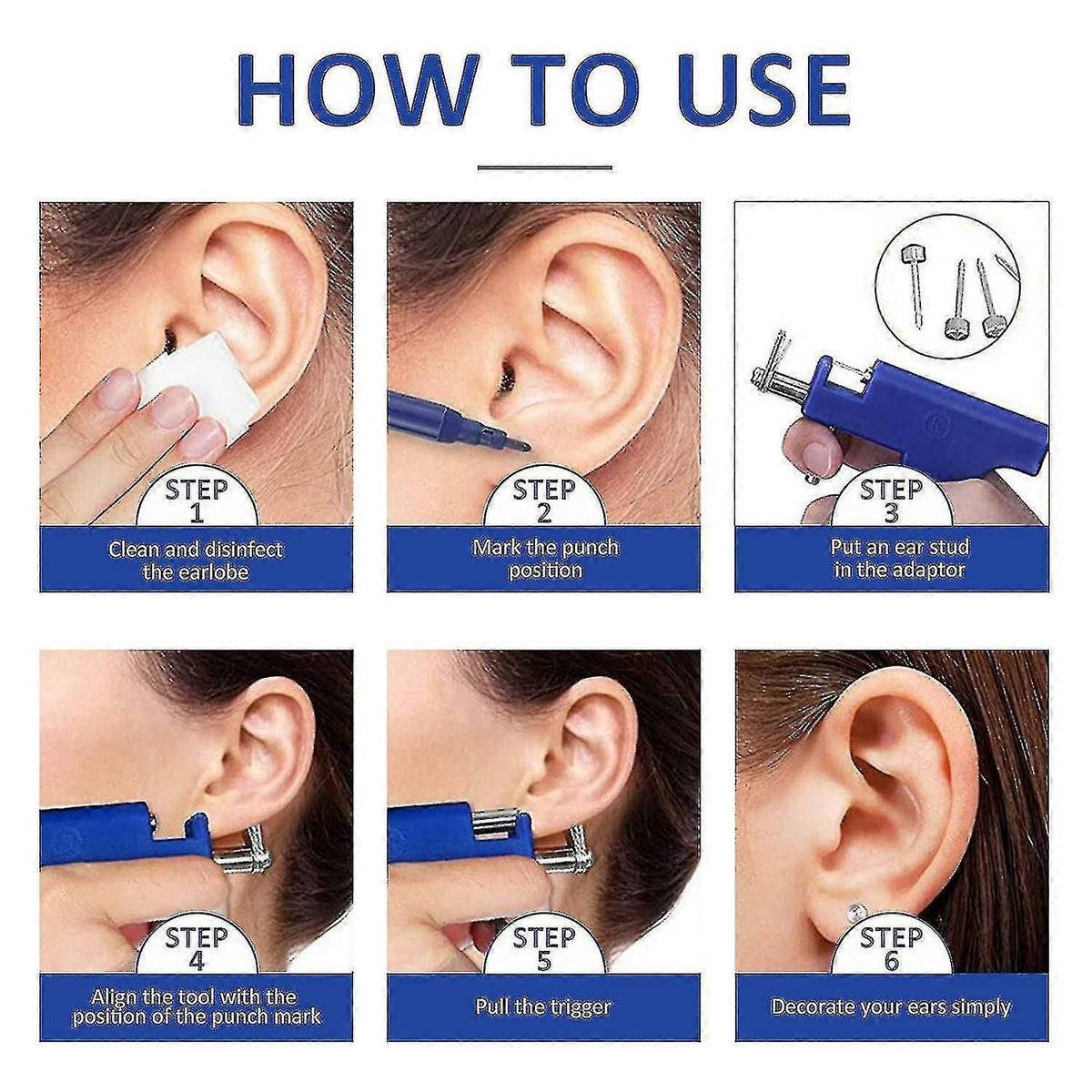 Ear Piercing Gun Set Stainless Steel Body Piercing Tool