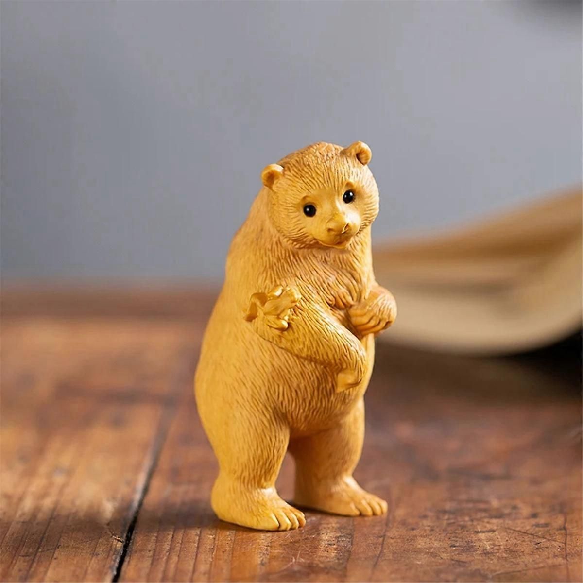 Animal Statue Decoration Carved Bear Wooden Crafts Simulation Gifts