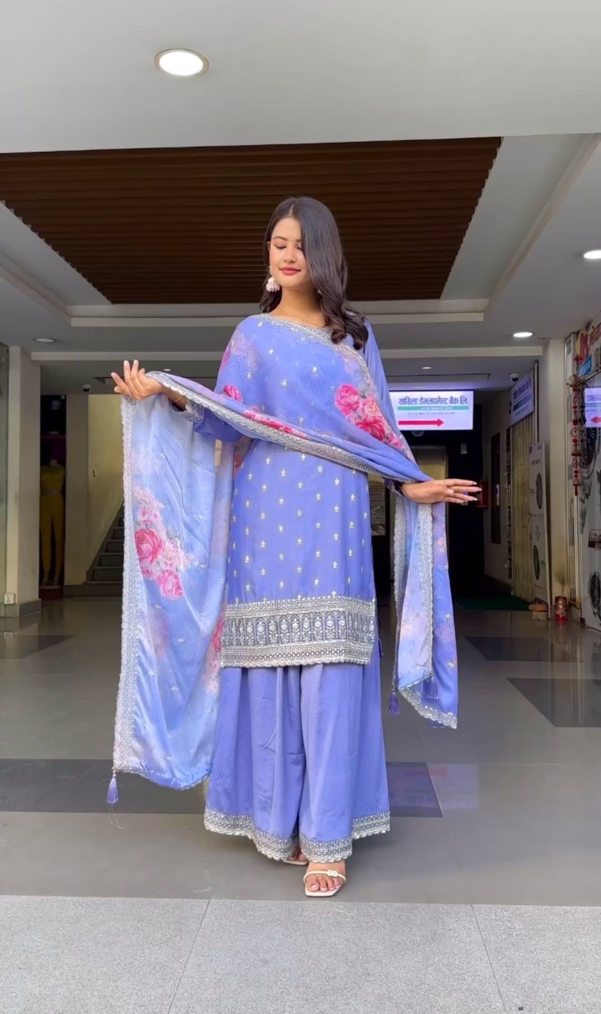 Party Wear Beautiful Top And Plazzo With Fancy Dupatta