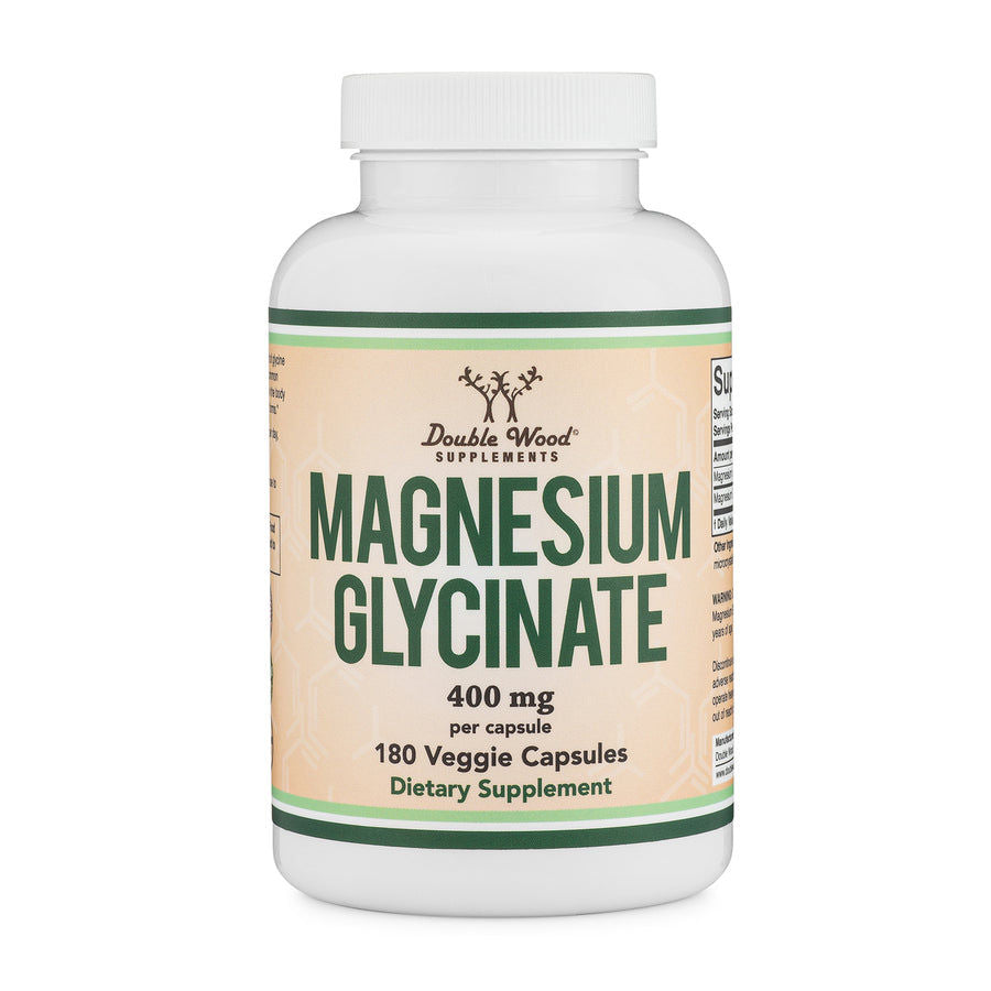 Double Wood Supplements Magnesium Glycinate 400mg, 180 Veg Capsules