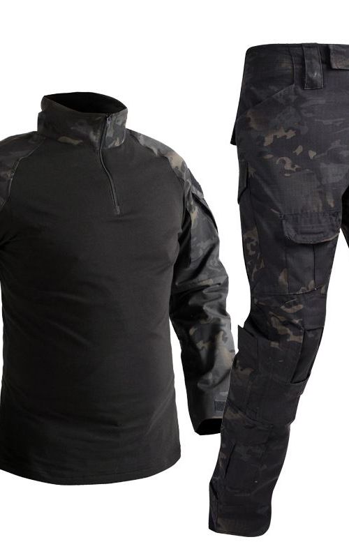 Army Tactical Shirt For Men Military Combat Shirt Hunting Cothes Camouflage Shirt Paintball T-shirt Set