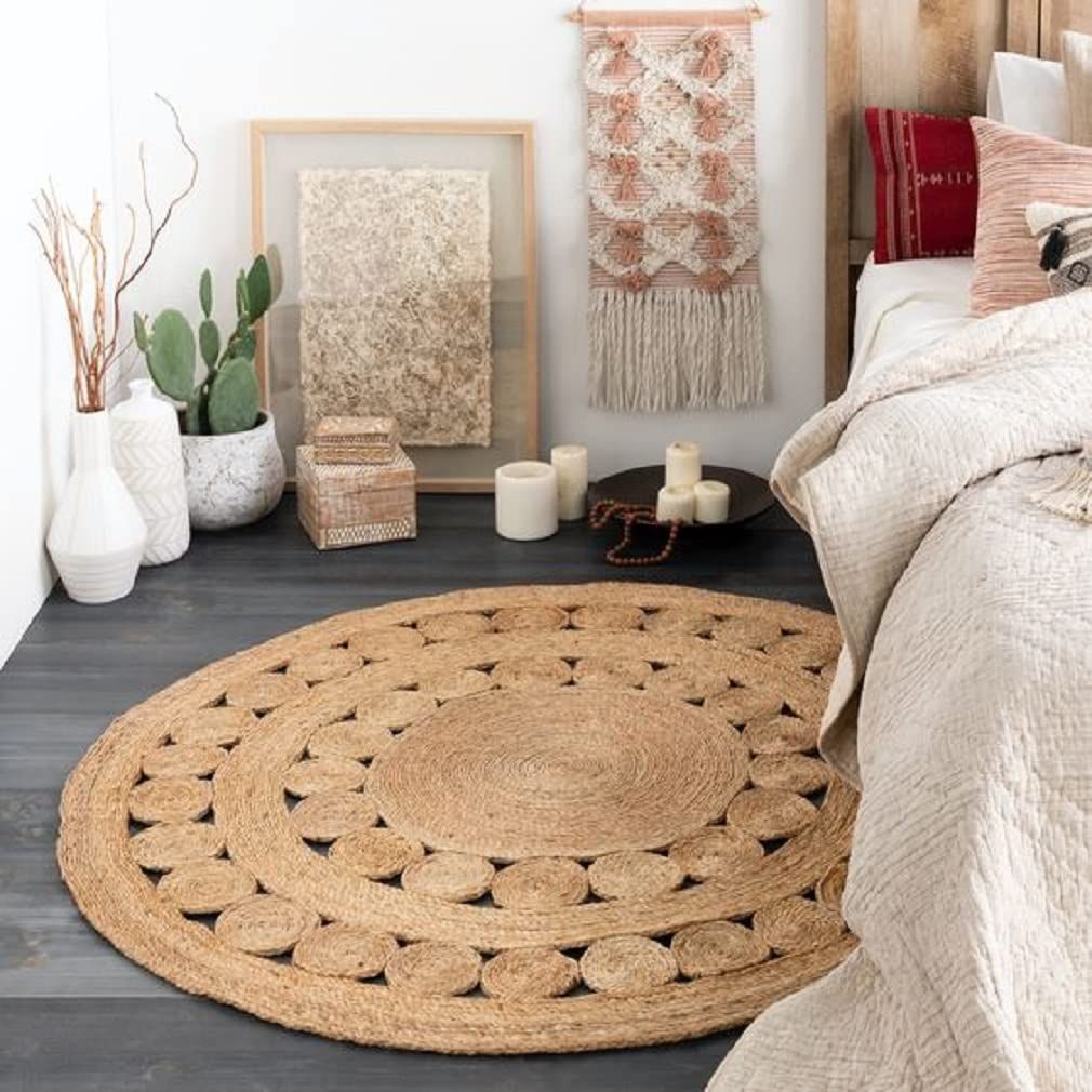 AIESY®  All Over Natural Beautiful Handwoven Jute Rug