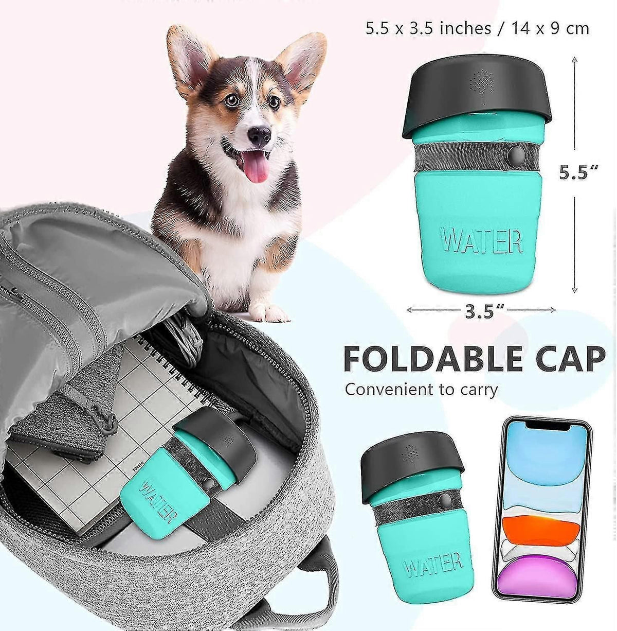 Pet Water Bottle For Dogs, Dog Water Bottle Foldable, Dog Travel Water Bottle, Dog Water Dispenser, Lightweight Convenient For Travel Bpa Free