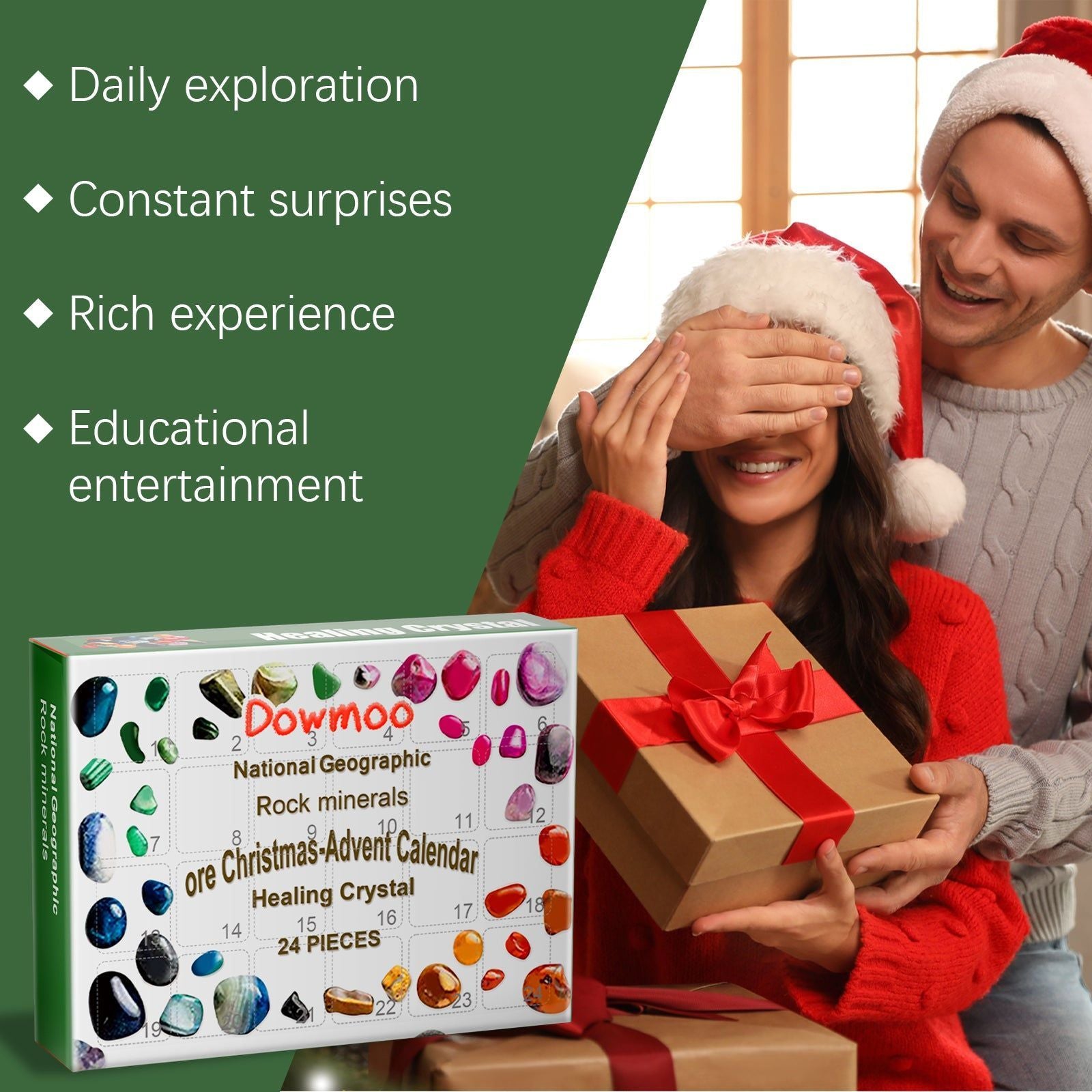 Christmas Surprise Guess 24 Day Mineral Blind Box, Holiday Countdown Gift for Kids ,24pieces