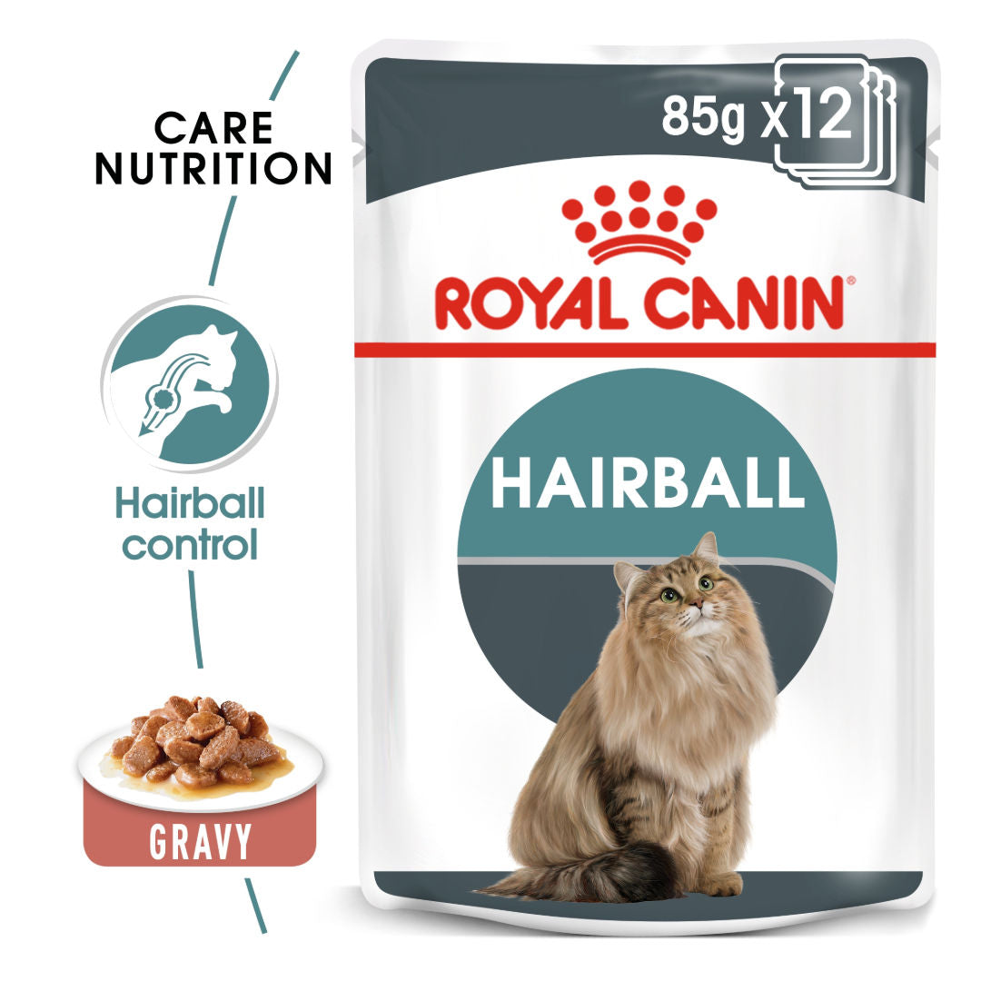 Royal Canin Feline Care Nutrition Hairball Gravy Wet Dog Food Pouches, 12x85gm