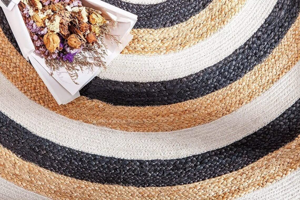 AIESY®  Beautiful Reversible Round Jute Rug