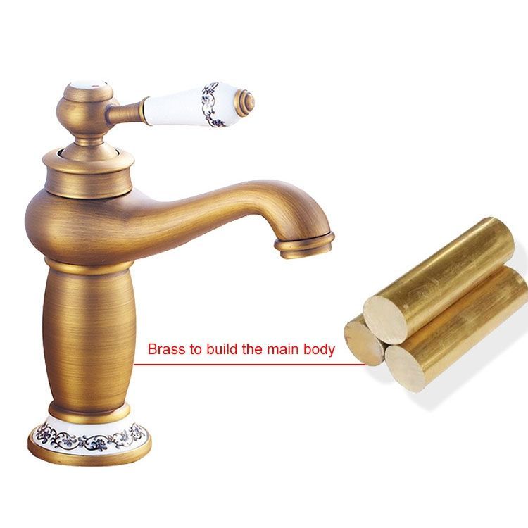 Copper Antique Hot Cold Double Blue White Porcelain Faucet Antique