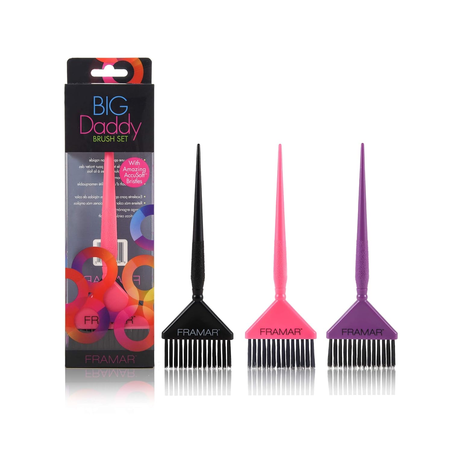 Framar Big Daddy Hair Coloring Brush, Pack of 3 (Black, Pink, Purple)