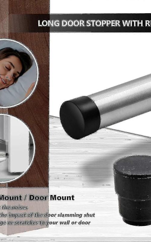 Brushed Stainless Steel Wall Mount Door Stopper With Soft Rubber Bumper