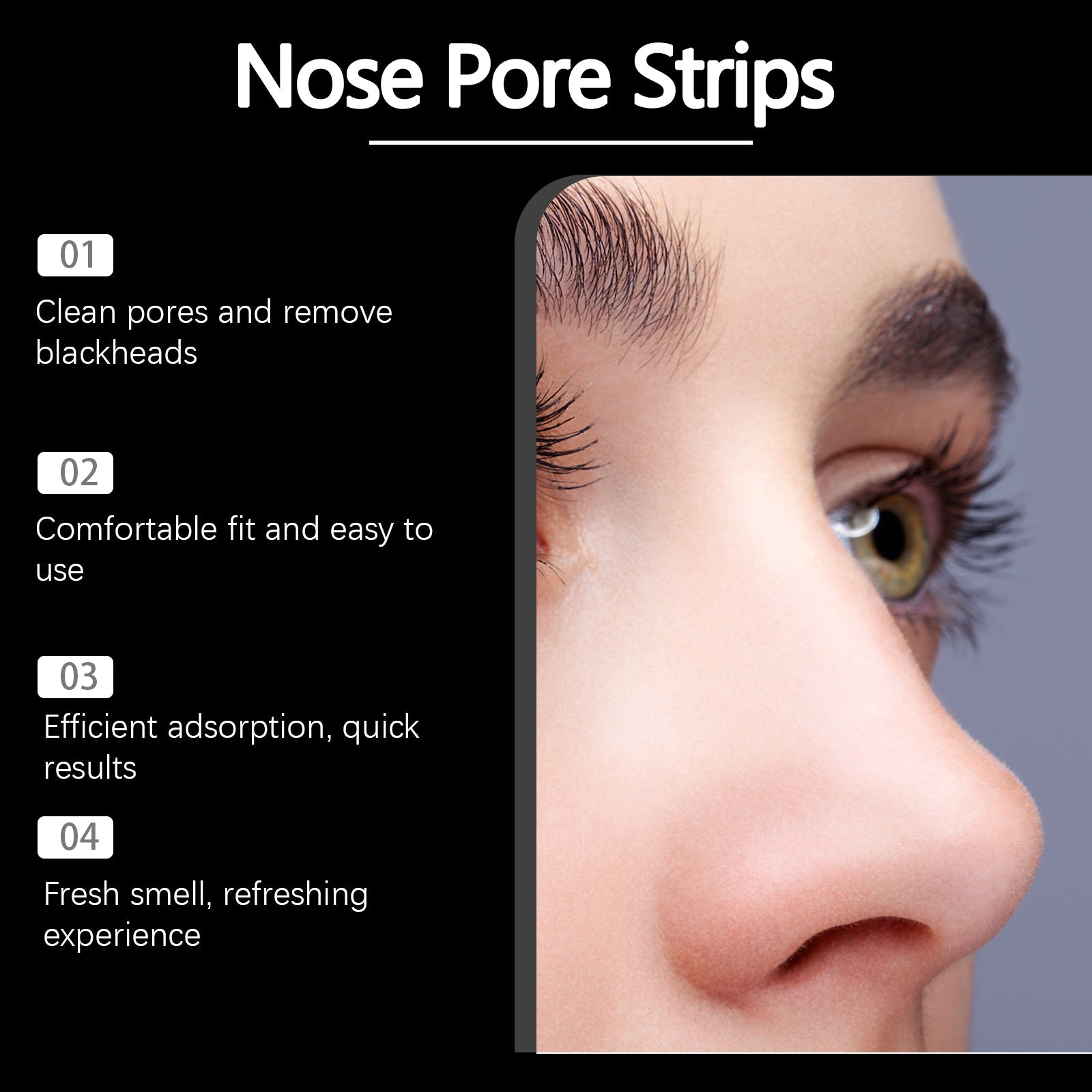 Clear Pores Blackhead Remover Patch, Charcoal & Witch Hazel, Deep Clean Nose ,24pieces