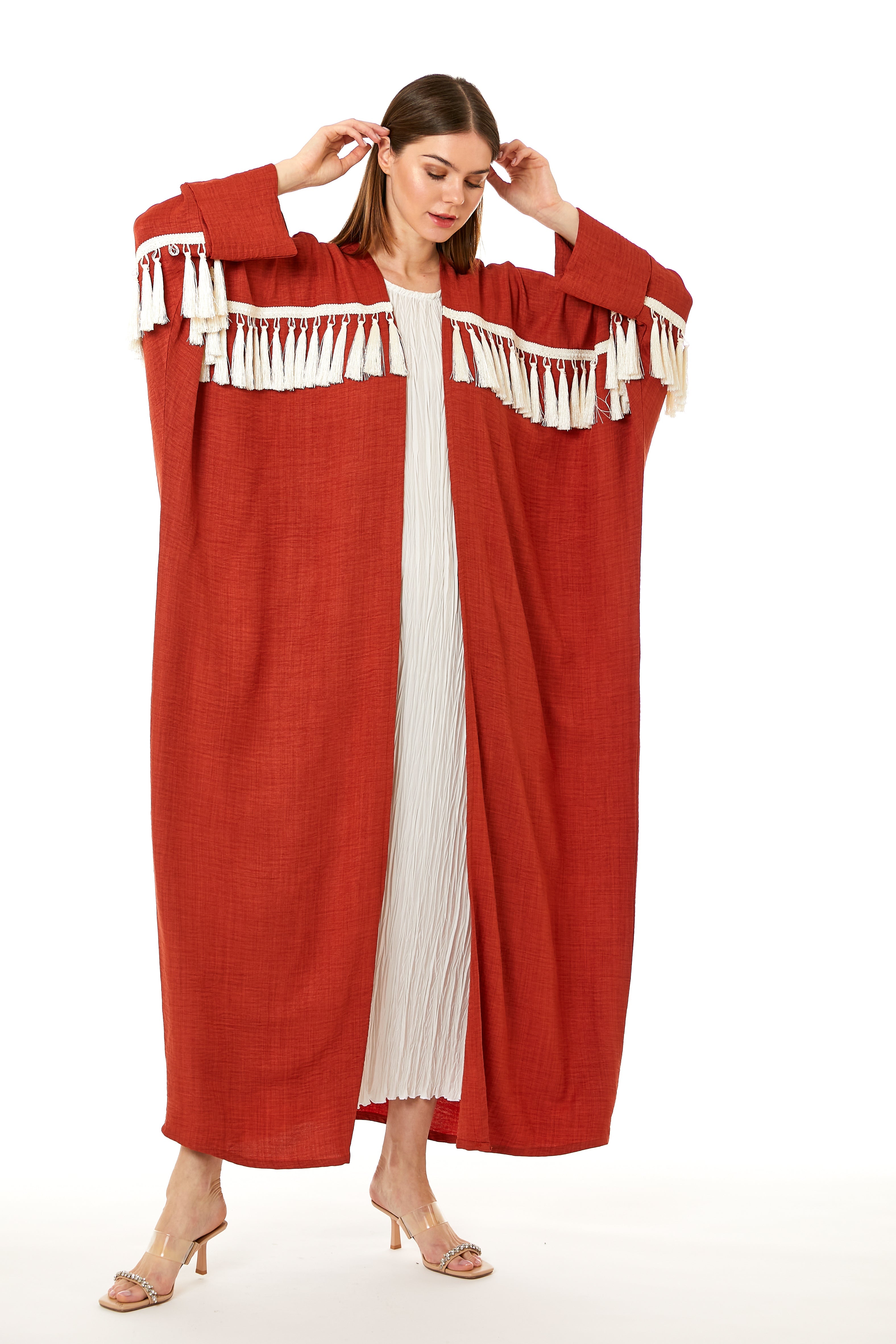 MOiSTREET Rust Orange CEY Melange Abaya