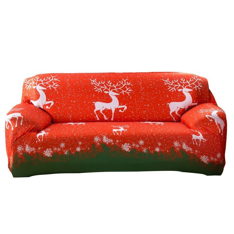 Christmas Elastic Sofa Cover Elk Printed Couch Slipcover Chair Protector Home Decor