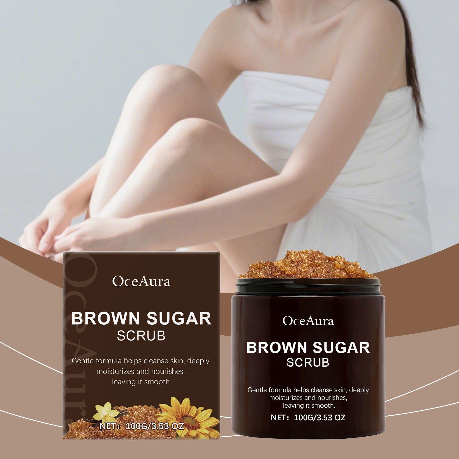 Brown Sugar Body Scrub, Gentle Exfoliation, Nourishing Plant Extracts, Smooth Skin ,100g