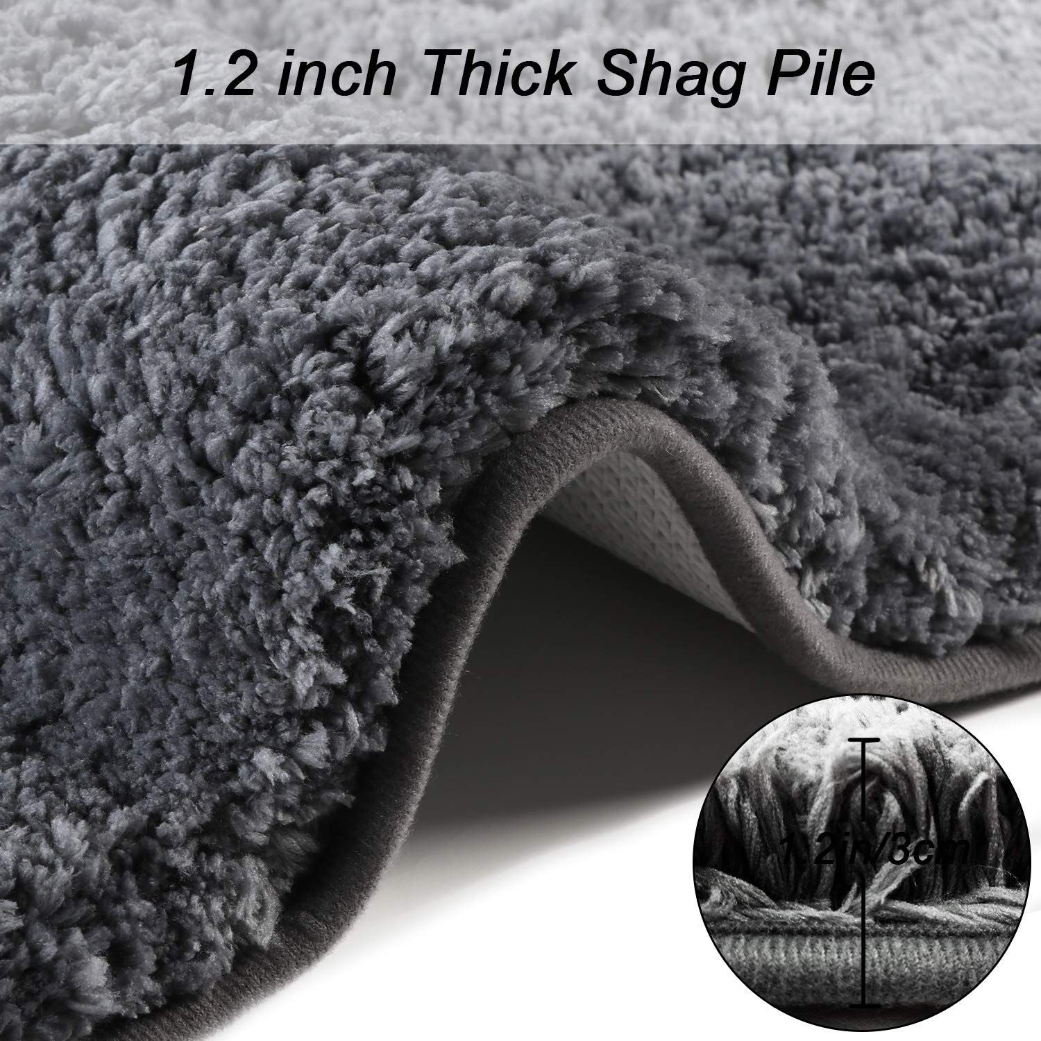 AIESY® Non Slip Washable Shag Fluffy Bathroom Rug