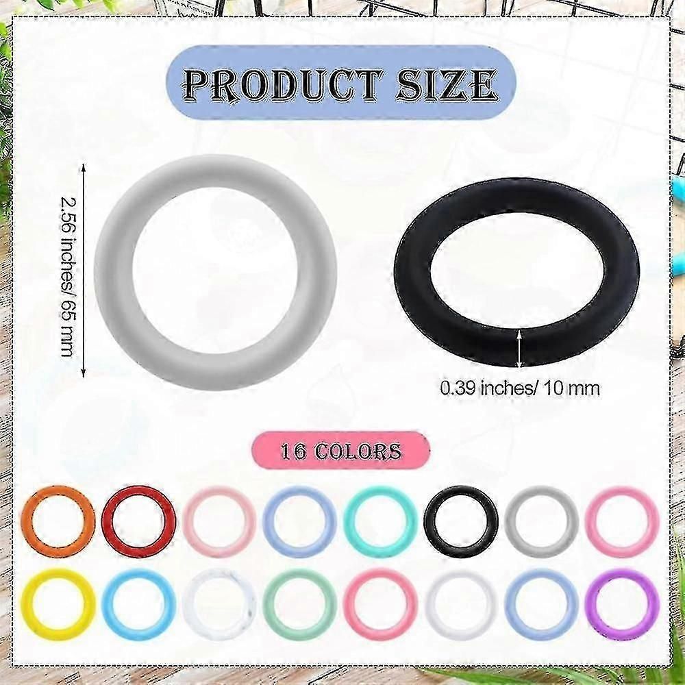 16 Pcs Silicone Beadable O Rings 65mm Round Silicone Loop With 2 Hole Beadable Frames Silicone Pendant