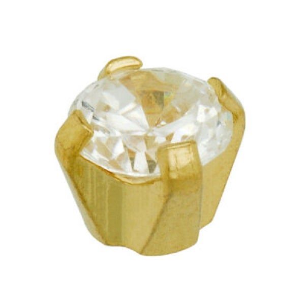 Caflon Safetec 24Ct Gold Plate, White Cubic Zirconia Clawset Earring