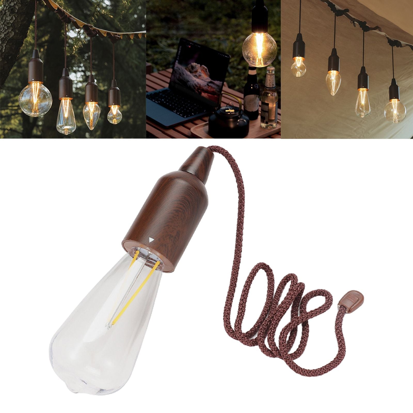 Pull Camping Lamp Waterproof Hanging Atmosphere Light For Patio Garden Tent