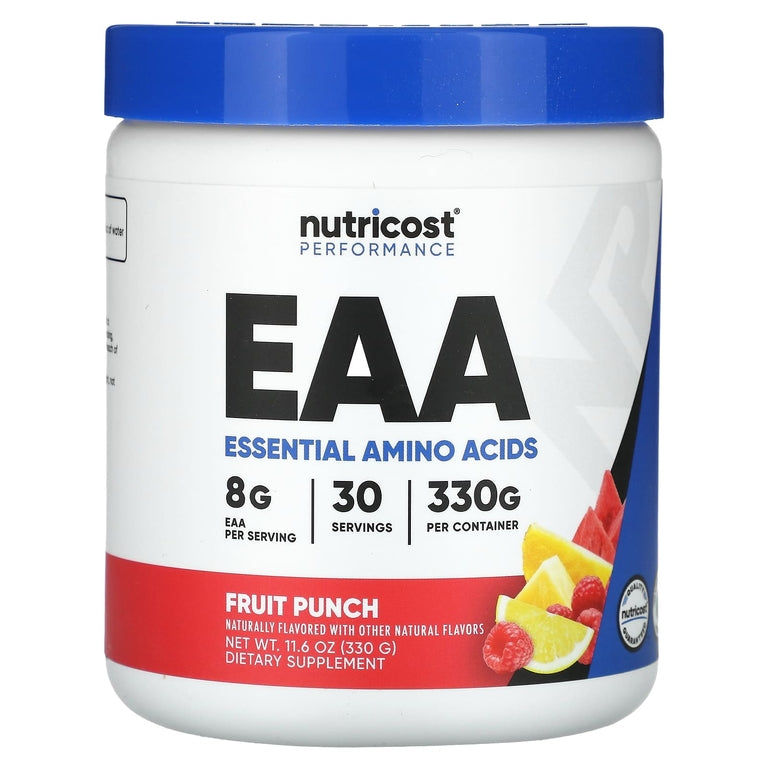Nutricost EAA Powder 30 Servings (Fruit Punch) - Essential Amino Acids - Non-GMO, Gluten Free, Vegetarian Friendly