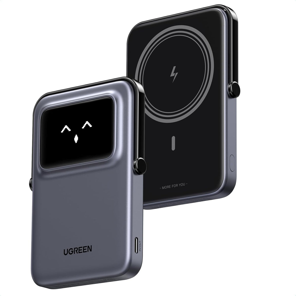 UGREEN PB571 Uno 5000mAh Magnetic Wireless Power Bank with Stand and TFT Display - Makasib Offer