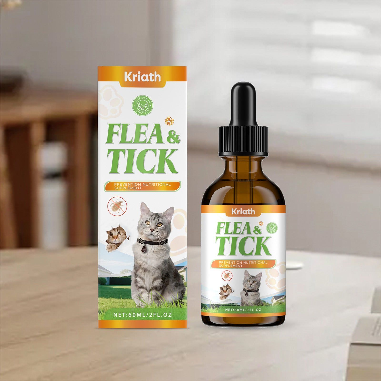 Cat Body Care Drops, Gentle Flea and Tick Protection, Boost Immunity, Easy Daily Use ,60ml