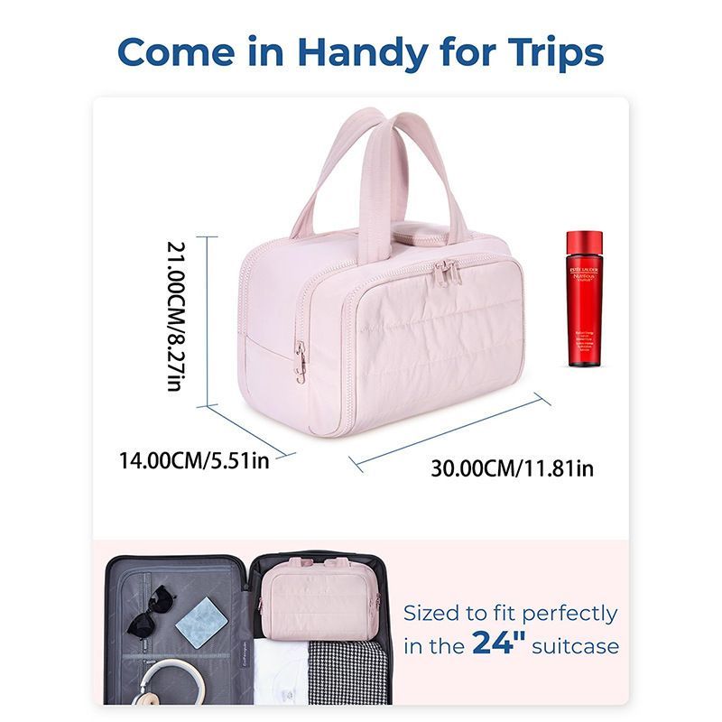 Large Travel Makeup Bag with Wide Opening