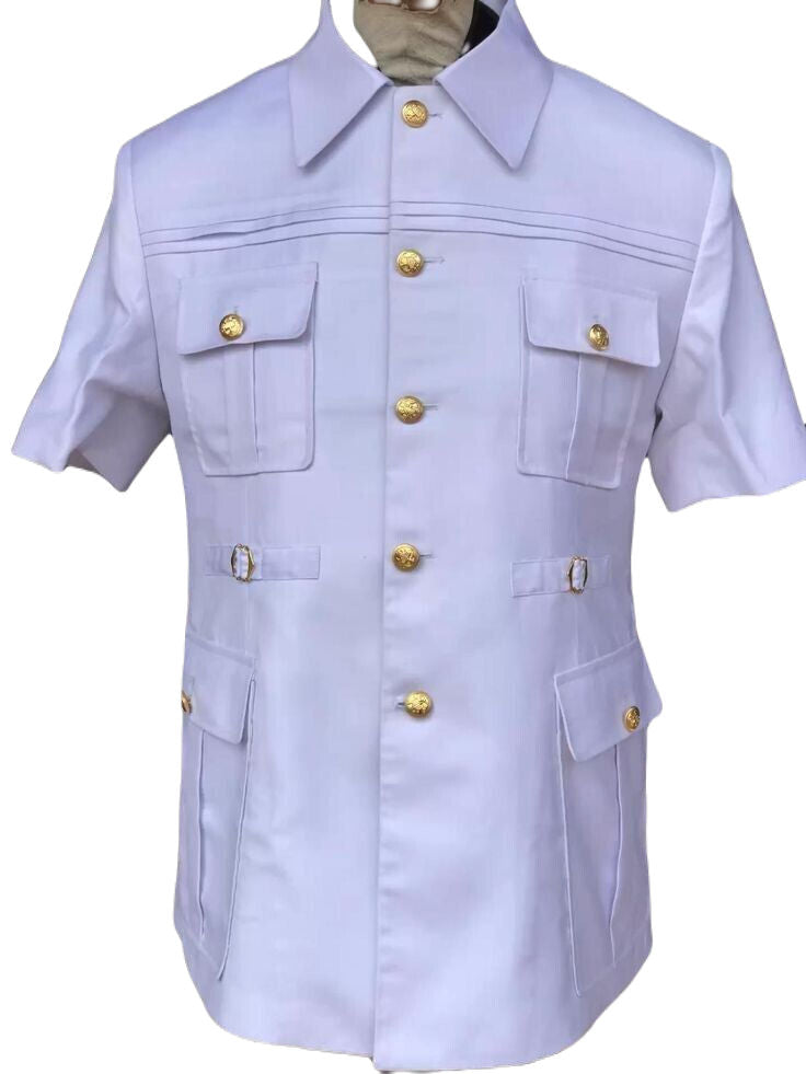 Safari Suit for Men White Vintage Stylish Coat pant Classic Formal Suit.
