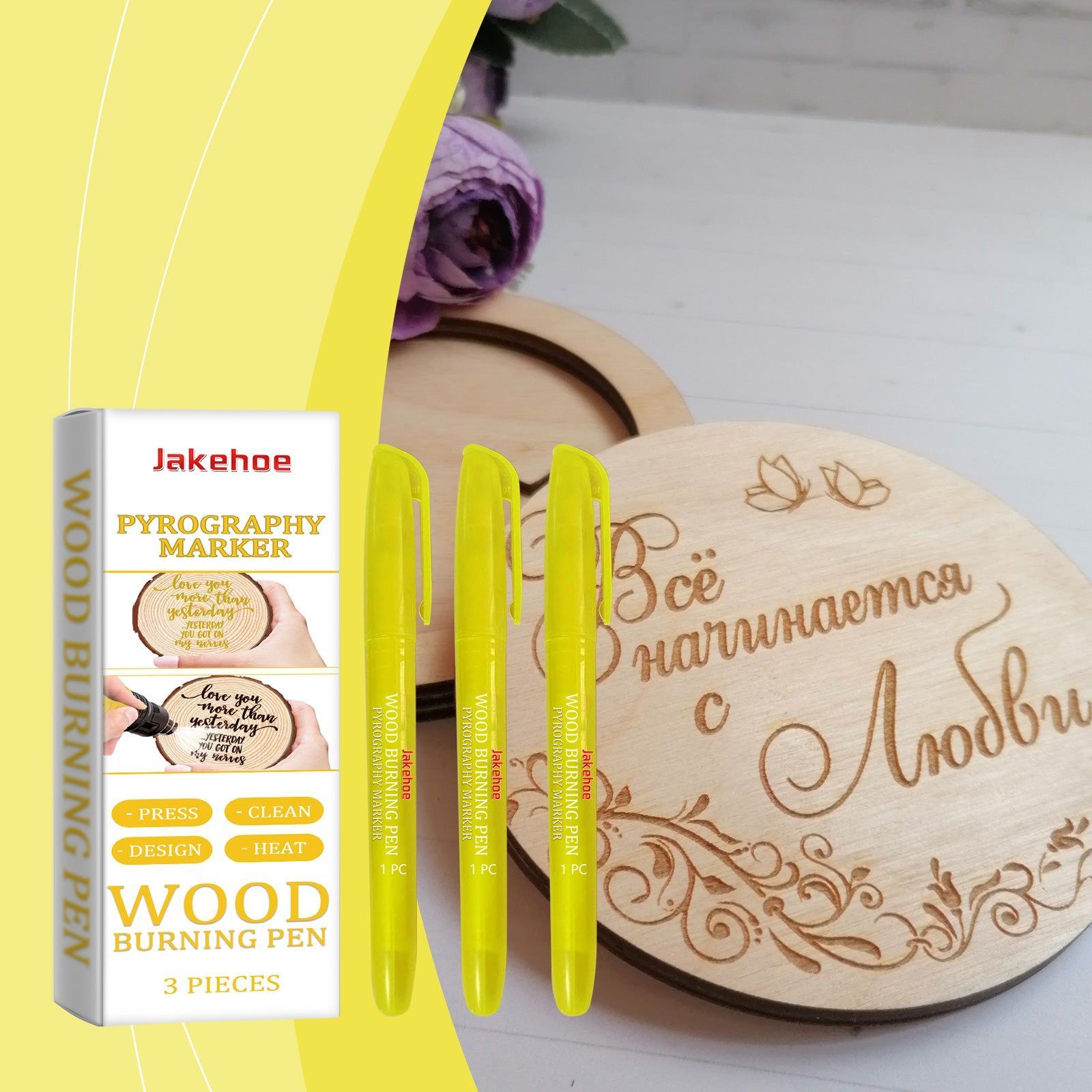 Create Stunning Wood Art with Pyrographic Marker Pen, Easy Portable Craft Tool ,3 pieces