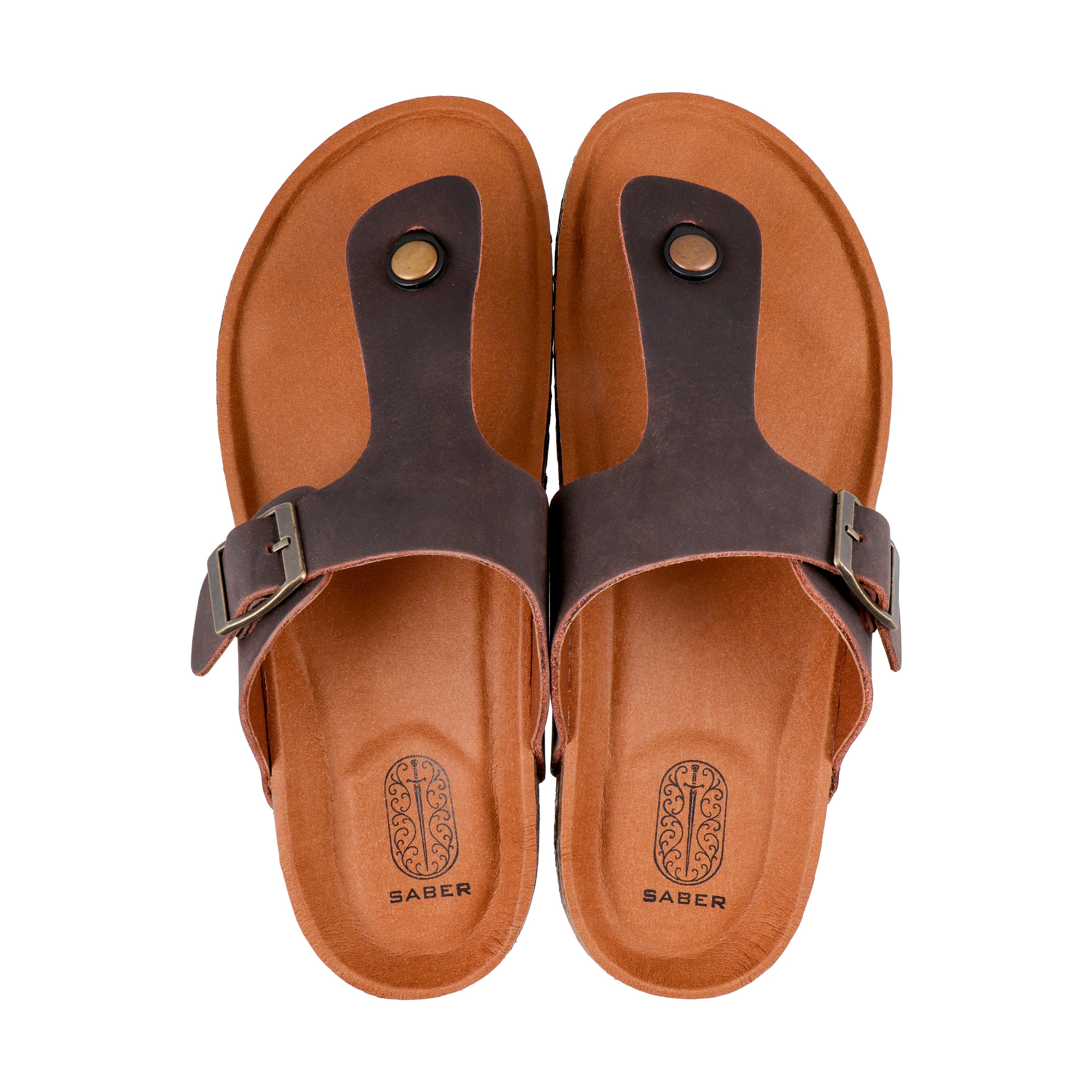 SABER BIRK -1 Men's Genuine Leather Sandals with Cork-Latex Footbed & EVA Sole
