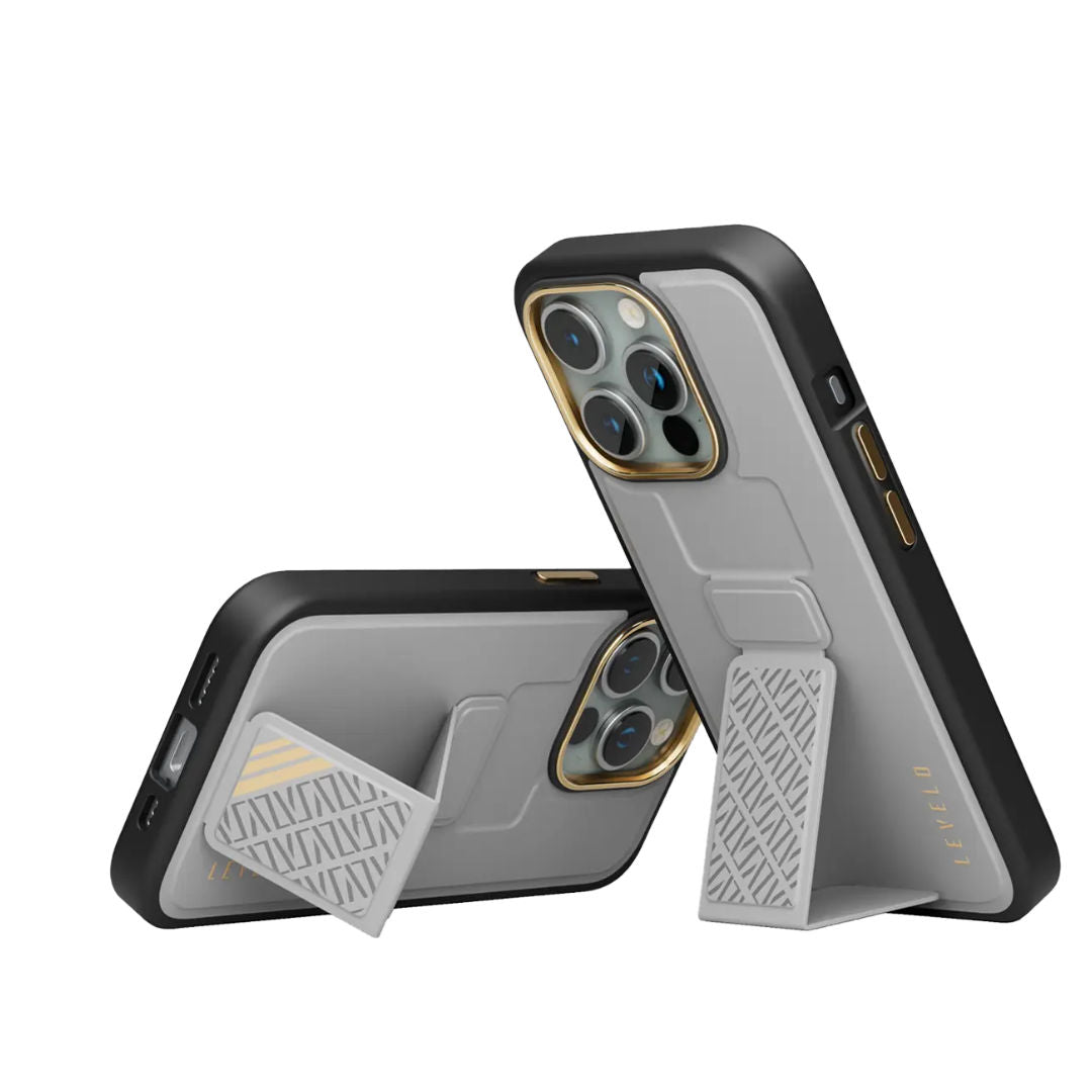 Levelo Morphix Cuero Gripstand Case For iPhone, 15 Pro