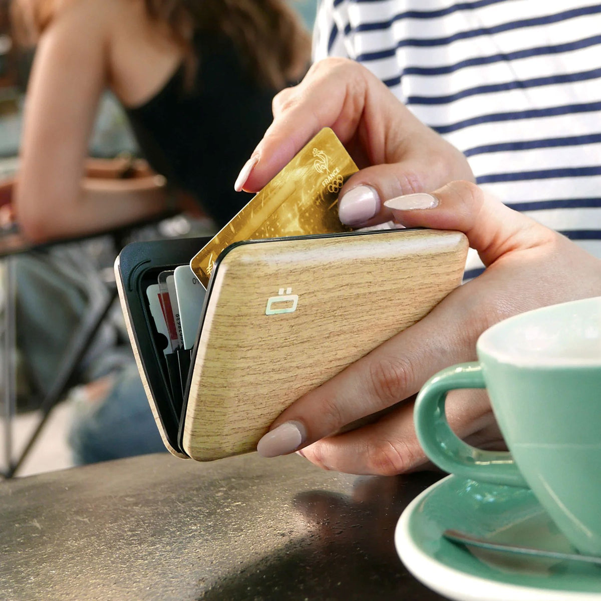 Ogon Oslo Aluminum Wallet Small Case Card Holder V2, Bamboo